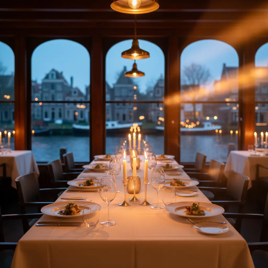 Sfeervol restaurant bij The Lake-Inn met kaarslicht en uitzicht op het water